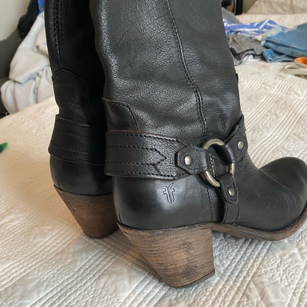 Frye Black Leather Harness Boots - Picture 7 of 9